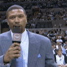 Reporter getting a towel over the head