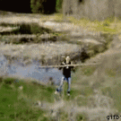 Guy knocks himself out with a piece of wood