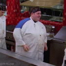 Fat man dancing