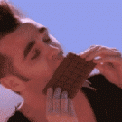 Licking the chocolate