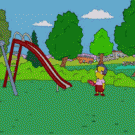 Millhouse plays frisbee with himself