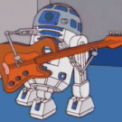 R2D2 playing the guitar