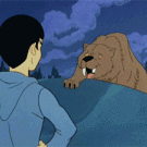 Bear behind the rock