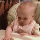 Baby with pasta star on nose