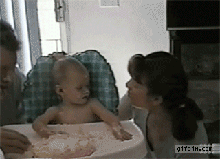 Baby's parents have a cake fight