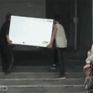 Porter drops refrigerator