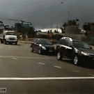 Truck almost crashes into cars
