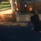 Guy on rope swing almost hits kid