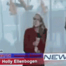 Weather woman hit by stop sign