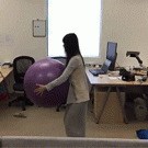 Girl yoga ball collision