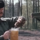 Beer on speeding tank's cannon