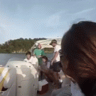 Beer toss over bridge