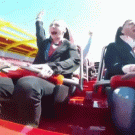 Bird crashes into guy's neck on rellercoaster