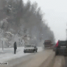 Truck avoids crash
