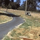 Biker goes off the track