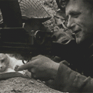 Vintage soldier with kitten