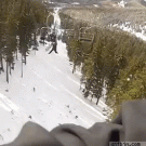 Guy falls of chairlift