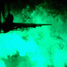 Plane flying through green fog is awesome