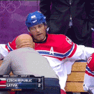 Jaromir Jagr loosening up on the bench