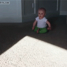 Creepy hand shadow startles baby