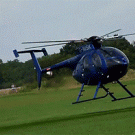 Helicopter arranges traffic cone