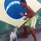 Brazilian kid dances with dog