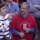 Dad dances on the jumbotron