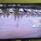 Men fall on slippery stairs