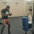 Fighter training with girl