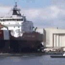 Launching ship at sea