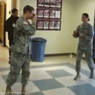 Woman soldier kick fail