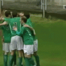 Soccer celebration punch in the face