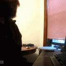 Squirrel walks in through the window and steals food