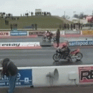 Motorcycle drag race start double fail