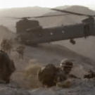 Chinook helicopter deploying troops