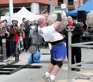 SEARCH AND BUY THIS PRODUCT Gifbin - Worlds Strongest Man contestant drops boulder on himself