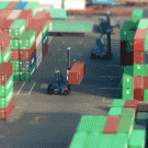 Tilt-shifted container stacking