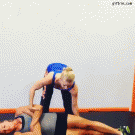 Girl deadlifts friend