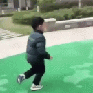 Kid tries to impress girl with somersault