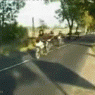 Biker gets hit by another biker