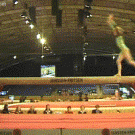 Balance beam somersault gone wrong