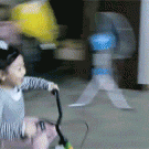 Little girl parking bike