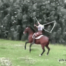 Jumping rope with a horse