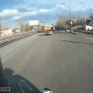 Biker falls off bike POV