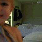 Toddler wearing cape gets tossed by dad