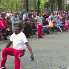 Guy does repeated backflips