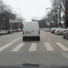 Old man crosses street in a funny way