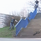 Endless BMX on the rail trick fail