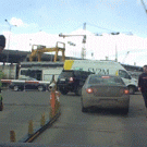 Guy gets hit in the head by barrier