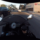 Motorcycle avoids multiple crashes